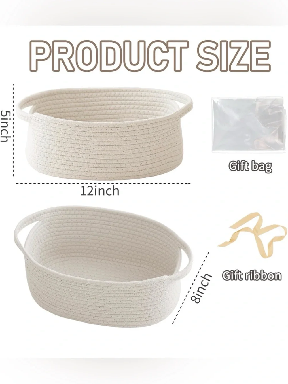 Neutral Woven Cotton Rope Storage Basket - Cream